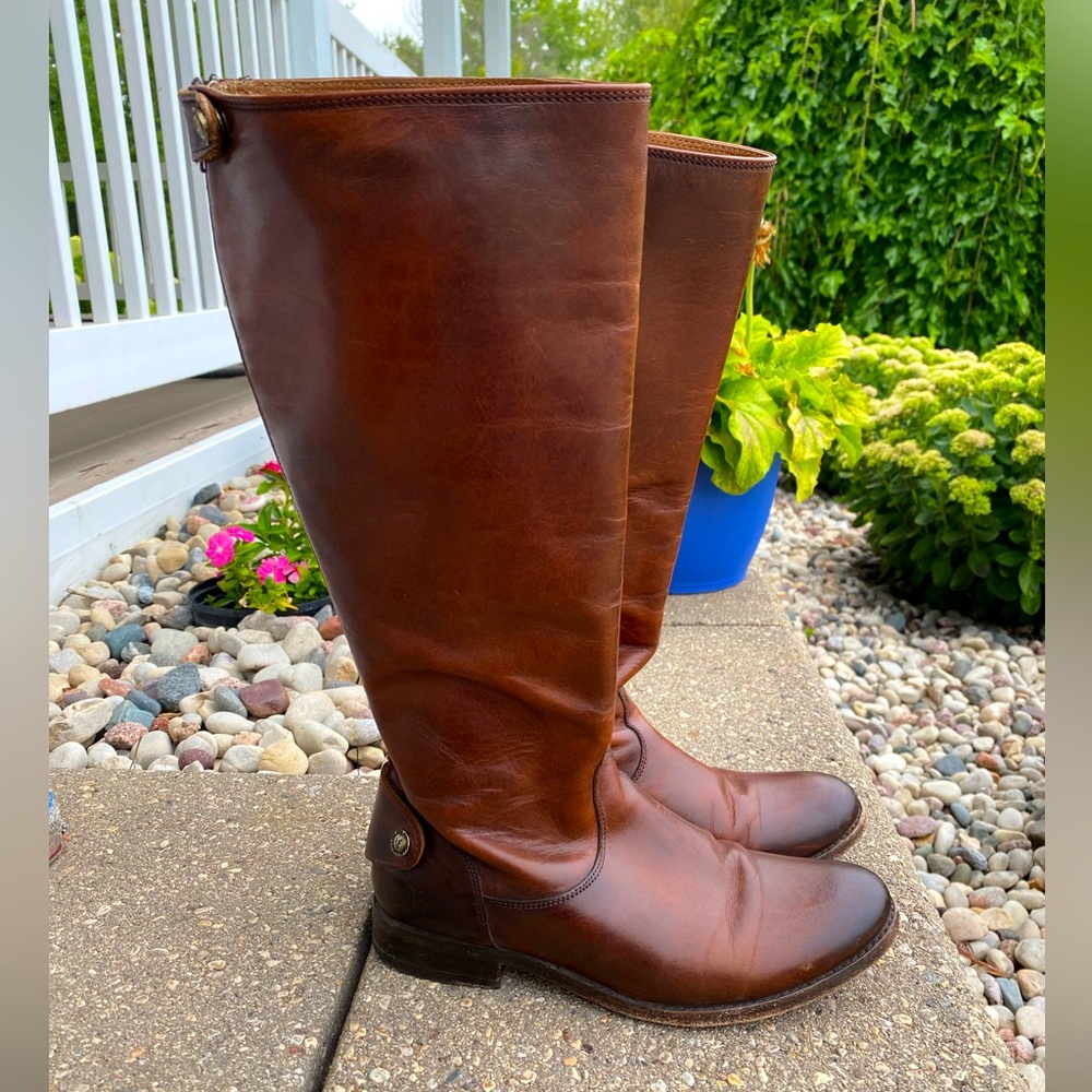 🌈 FRYE Brown Leather Knee High Zip-Up Boots - Women’s 6.5
